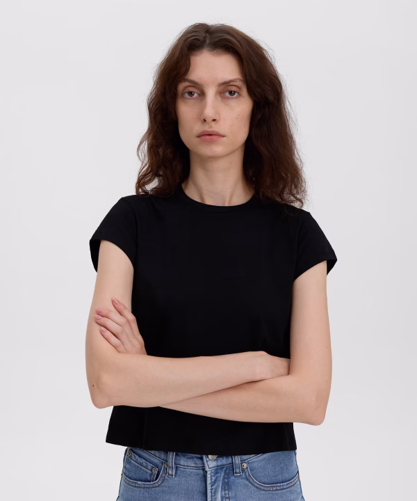 Black Printnewtee Veloria Crew Neck T Shirt Short Sleeve Minimal Casual Everyday Top