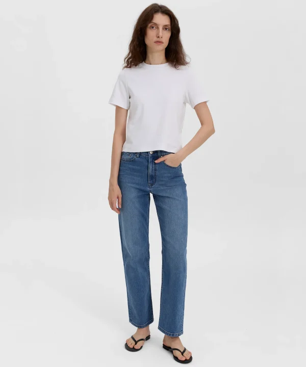 Blue Velnora Straight Leg Denim Jeans Printnewtee Classic Five Pocket Casual Fit