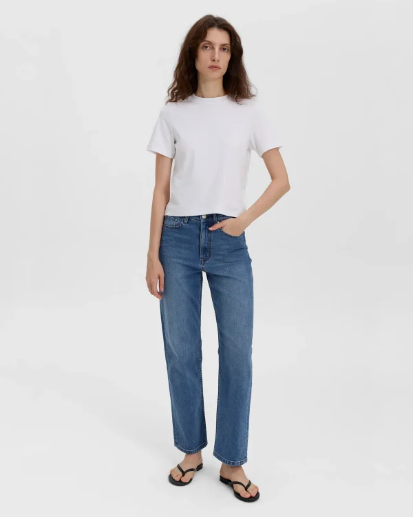 Blue Velnora straight leg Printnewtee denim jeans