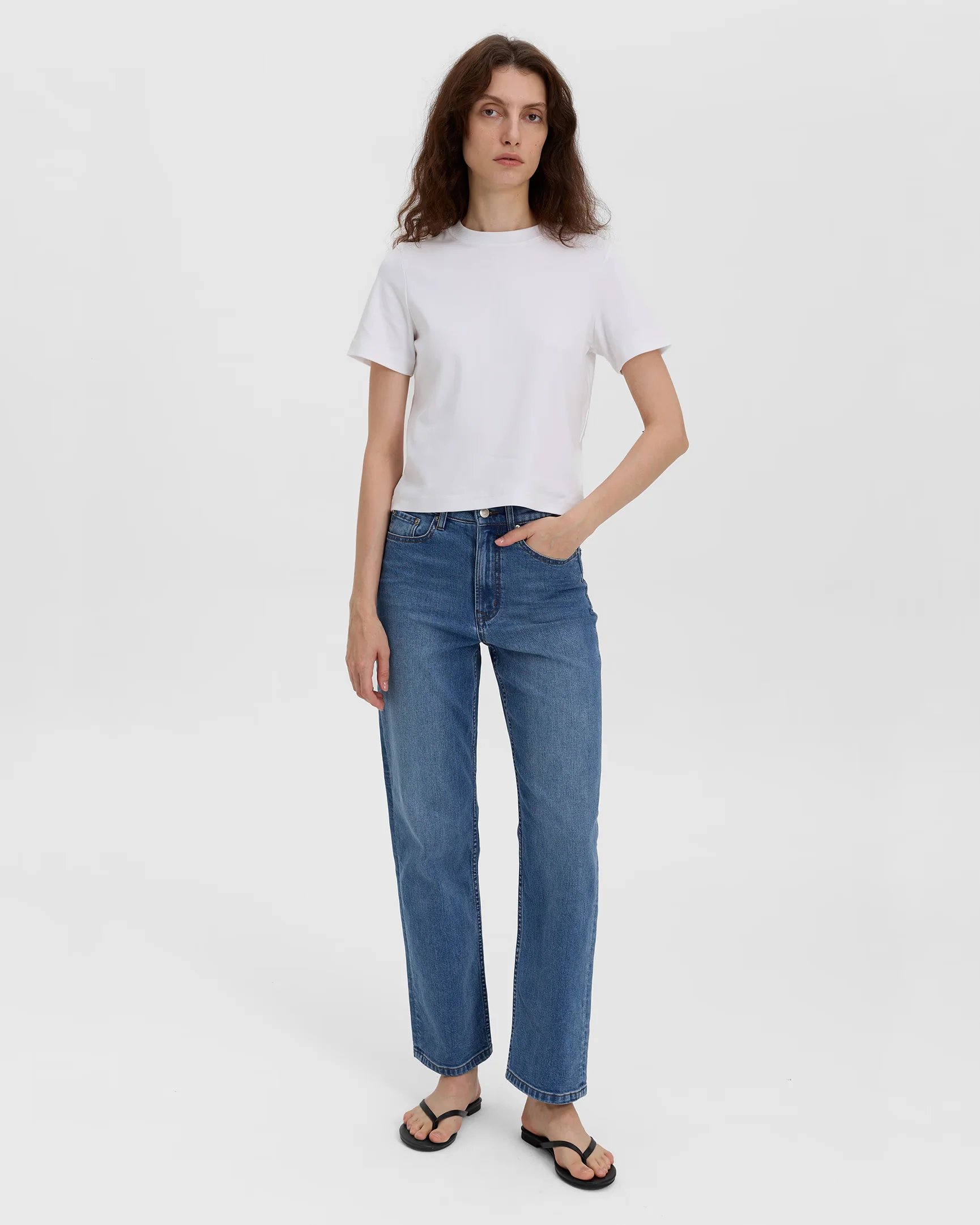 Blue Velnora Straight Leg Denim Jeans Printnewtee Classic Five Pocket Casual Fit