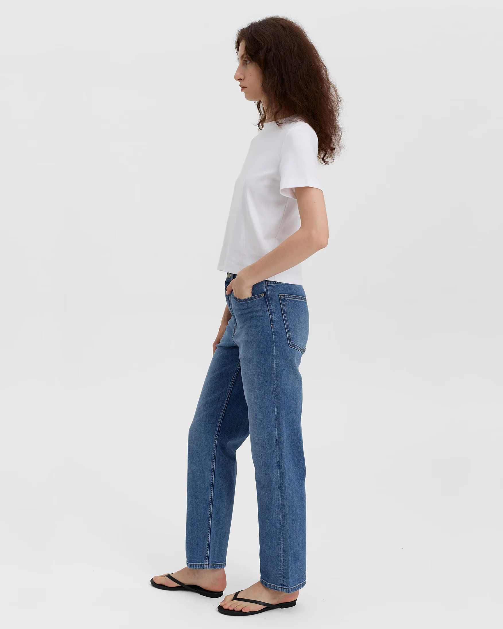 Blue Velnora Straight Leg Denim Jeans Printnewtee Classic Five Pocket Casual Fit - Image 2