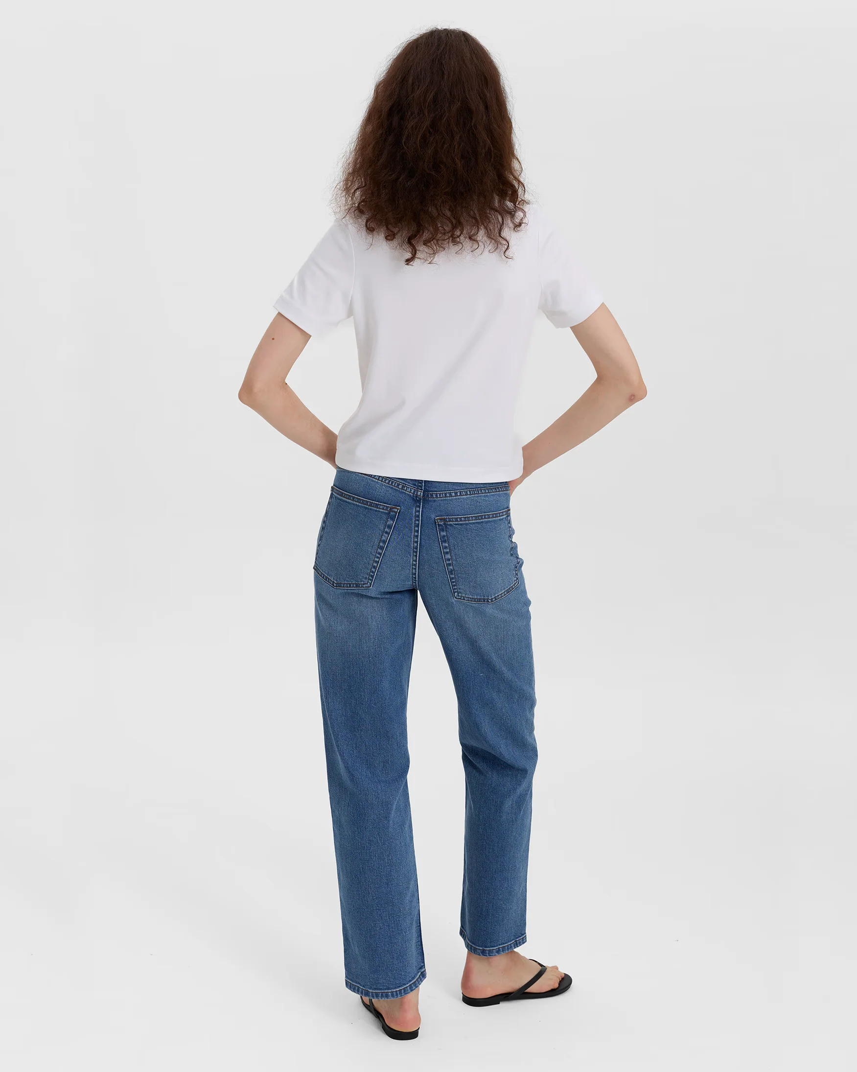 Blue Velnora Straight Leg Denim Jeans Printnewtee Classic Five Pocket Casual Fit - Image 3