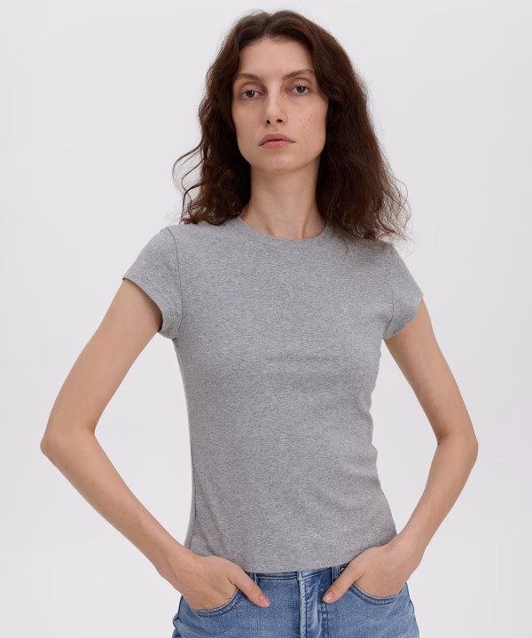 Heather Gray Mirevia Printnewtee Slim Fit Crew Neck Short Sleeve Casual Everyday T Shirt
