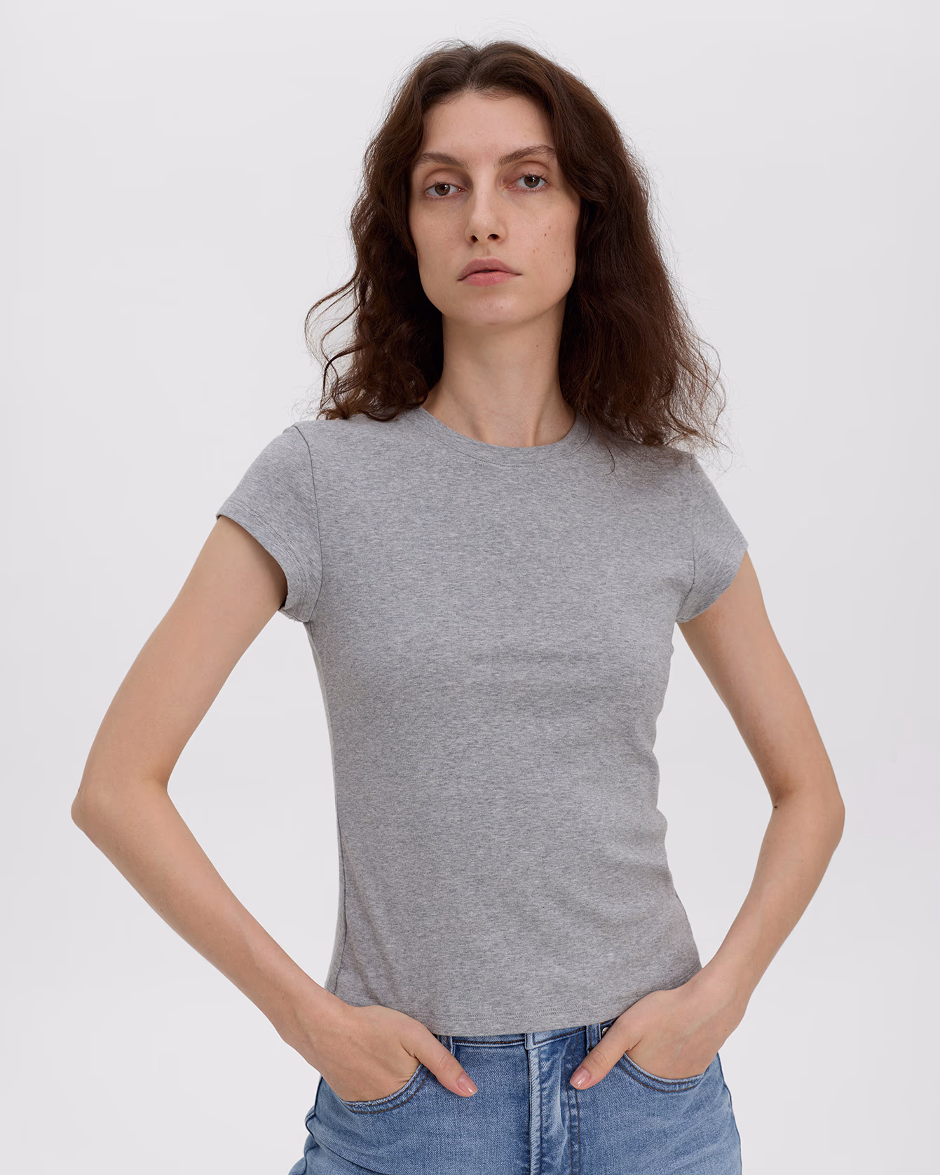 Heather Gray Mirevia Printnewtee Slim Fit Crew Neck Short Sleeve Casual Everyday T Shirt