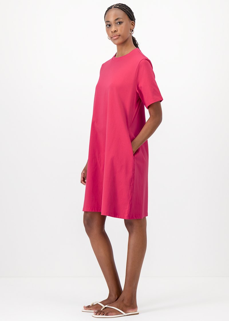Hot Pink Printnewtee Zarevia T Shirt Dress Crew Neck Short Sleeve Relaxed Casual Fit - Image 2