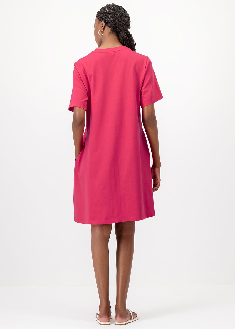 Hot Pink Printnewtee Zarevia T Shirt Dress Crew Neck Short Sleeve Relaxed Casual Fit - Image 3