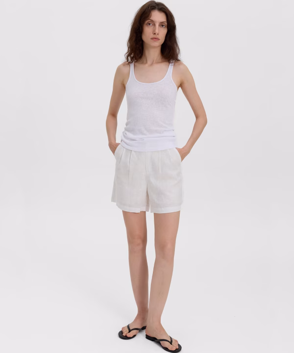 Ivory Printnewtee Lumeria Pleated Shorts High Rise Relaxed Fit Casual Summer Style