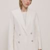 Ivory Velmora Double Breasted Blazer Printnewtee Peak Lapel Tailored Elegant Fit