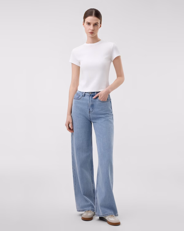 Light blue Zarevia high rise wide leg denim jeans