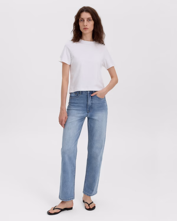 Light blue Virelza faded wash wide leg denim jeans