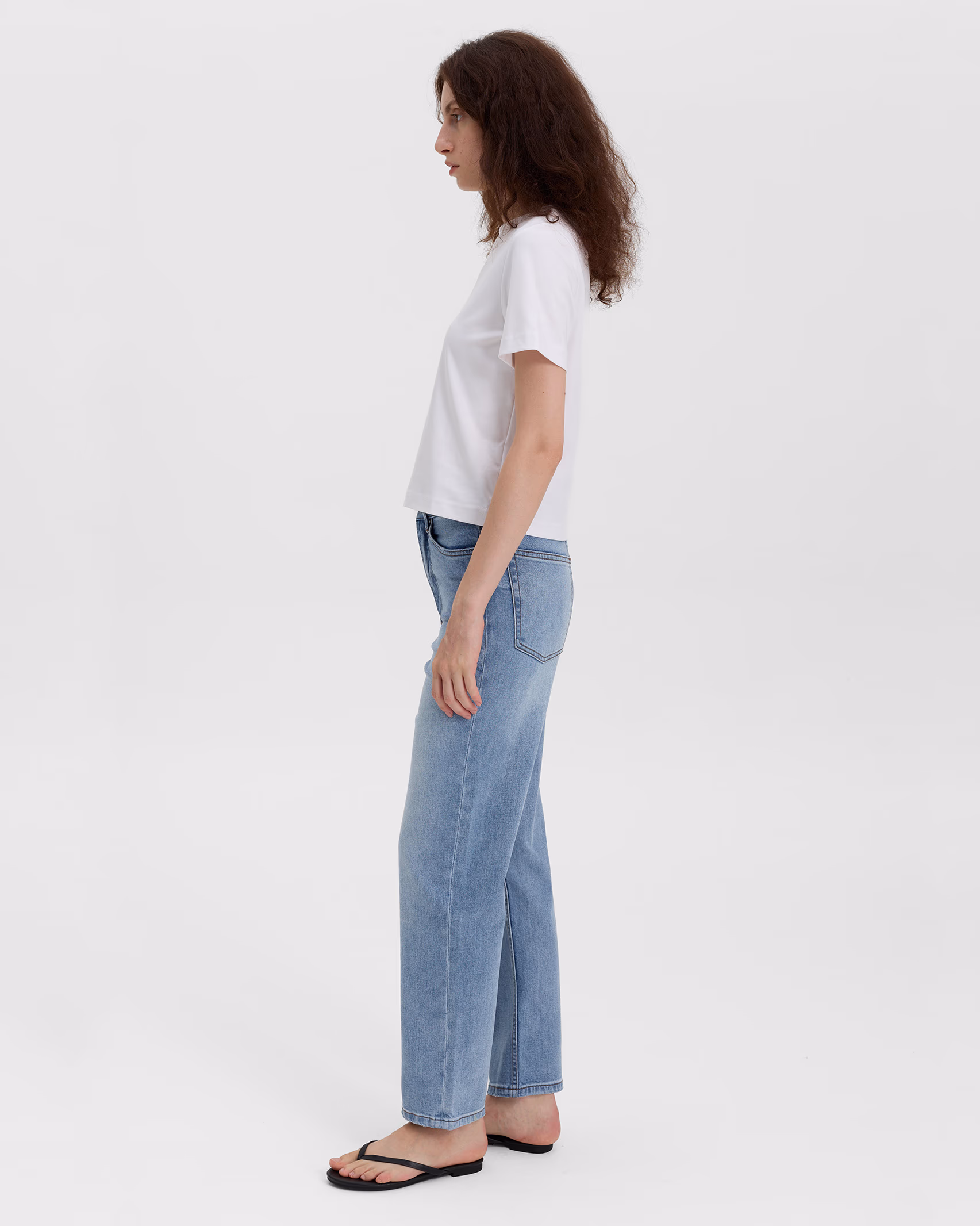 Light Blue Virelza Printnewtee Wide Leg Denim Jeans Faded Wash Casual Five Pocket Fit - Image 2