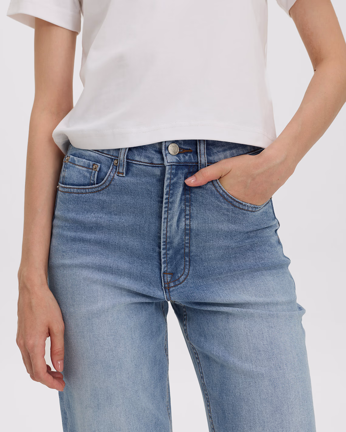 Light Blue Virelza Printnewtee Wide Leg Denim Jeans Faded Wash Casual Five Pocket Fit - Image 3