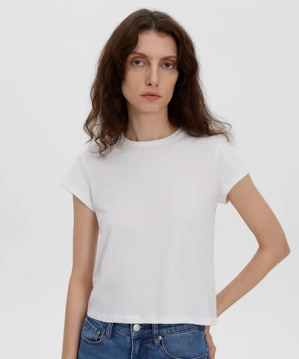 White Solviera Crew Neck T Shirt Printnewtee Short Sleeve Minimal Casual Everyday Top